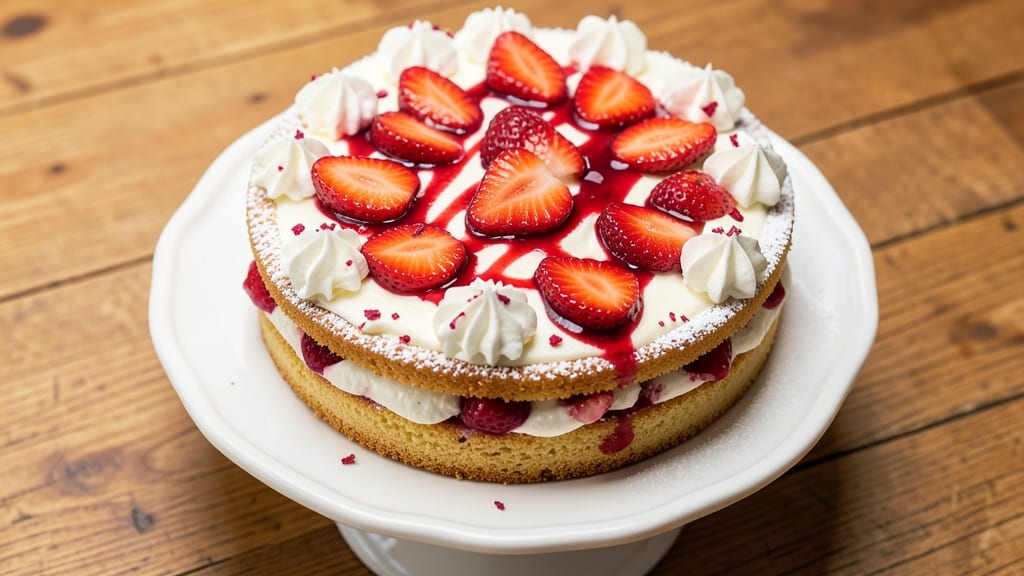 Ambrosia Fresh Strawberry Cake Recipe: Layers of Creamy Vanilla and Bursting Berries