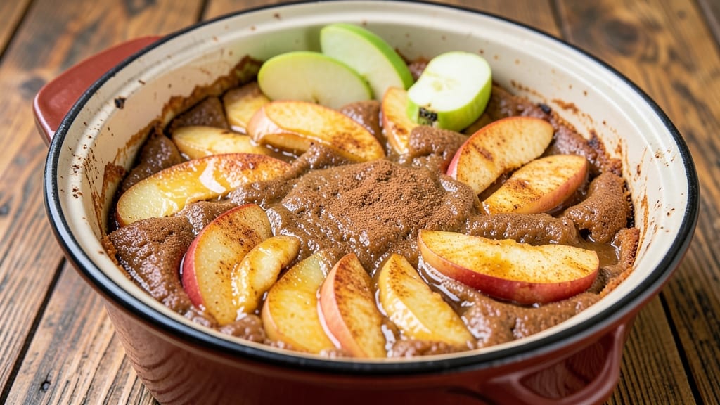 Apple Dump Cake With Fresh Apples Crockpot Recipe: Warm Spice Streusel Over Melty Apple Filling
