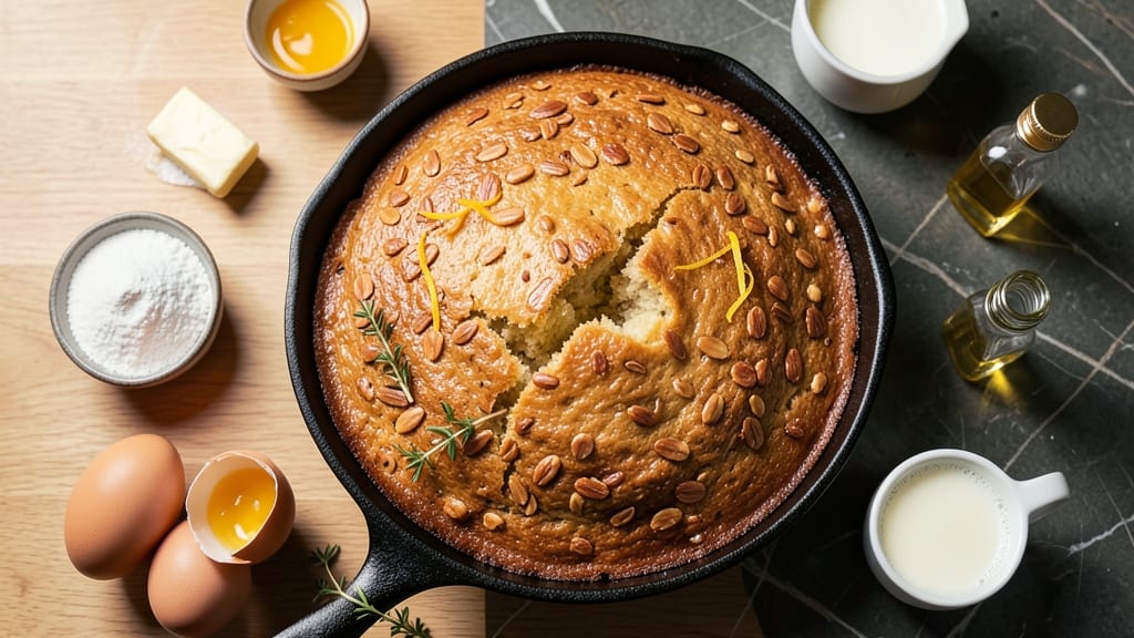 Almond Skillet Cake Recipe: Crunchy Top Meets Silky Vanilla Swirls