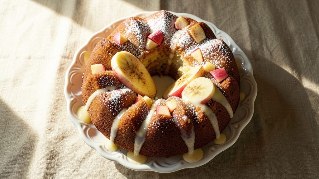 Apple Banana Bundt Cake Recipe: Spiced Fruit Swirls and Buttery Streusel Crown