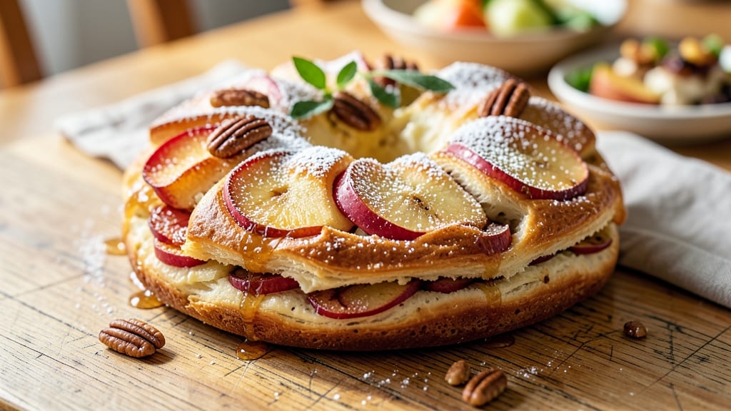 Apple Filled King Cake Recipe: Buttery Pecan Streusel Crown Over Spiced Apple Filling