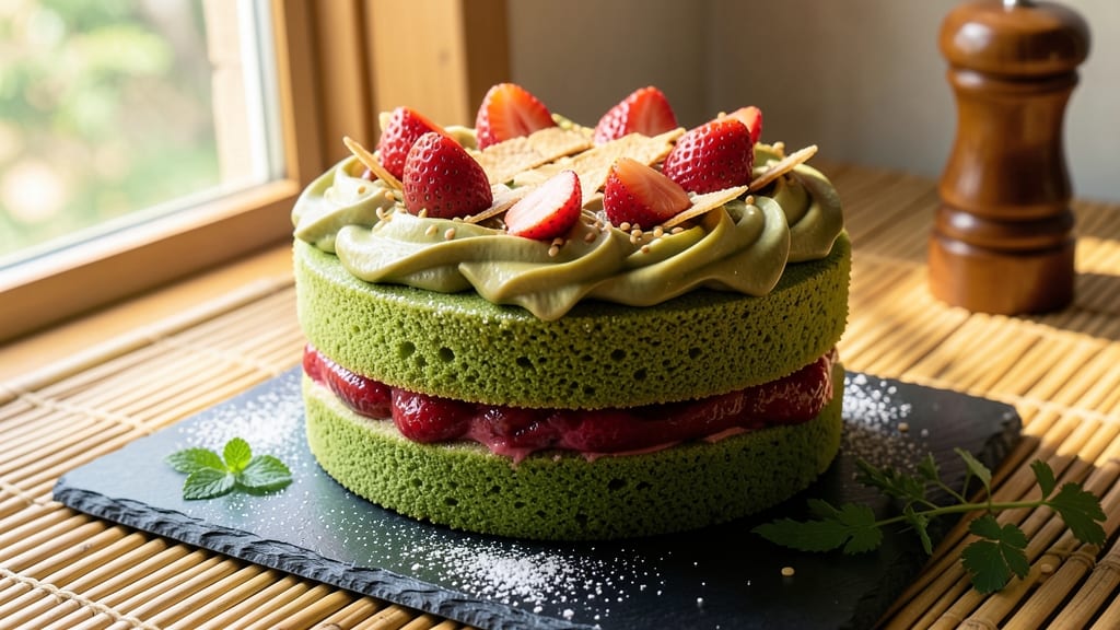 Asian Strawberry Cake Recipe: Matcha-Infused Layers with Tangy Cream Cheese Frosting