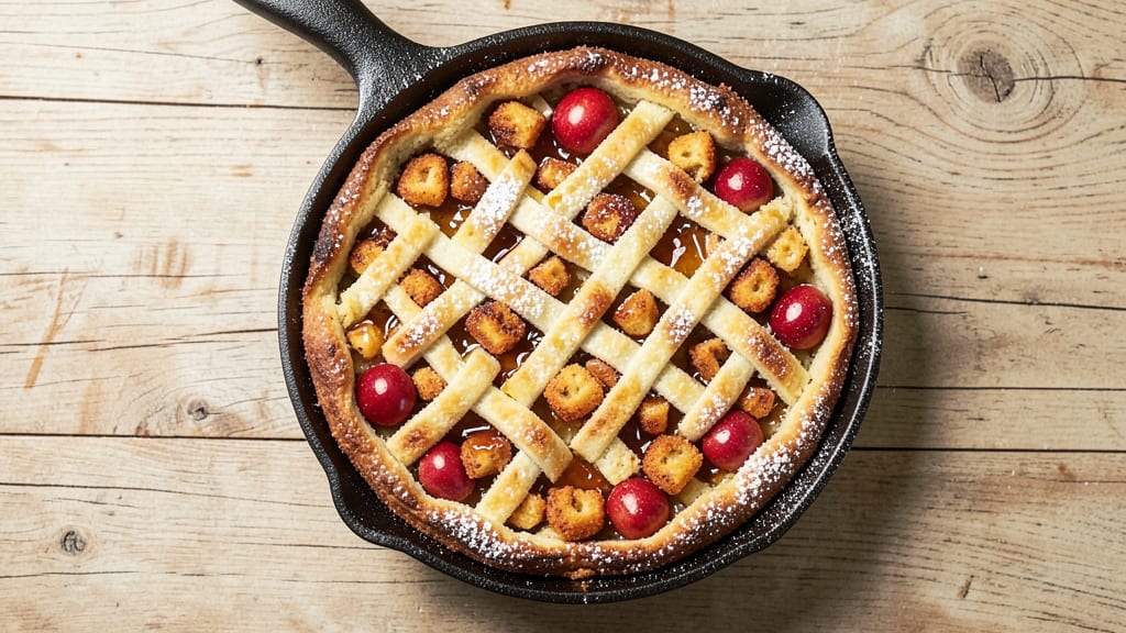 Apple Fritter Skillet Cake Recipe: Caramelized Apple Streusel Over Gooey Vanilla Base