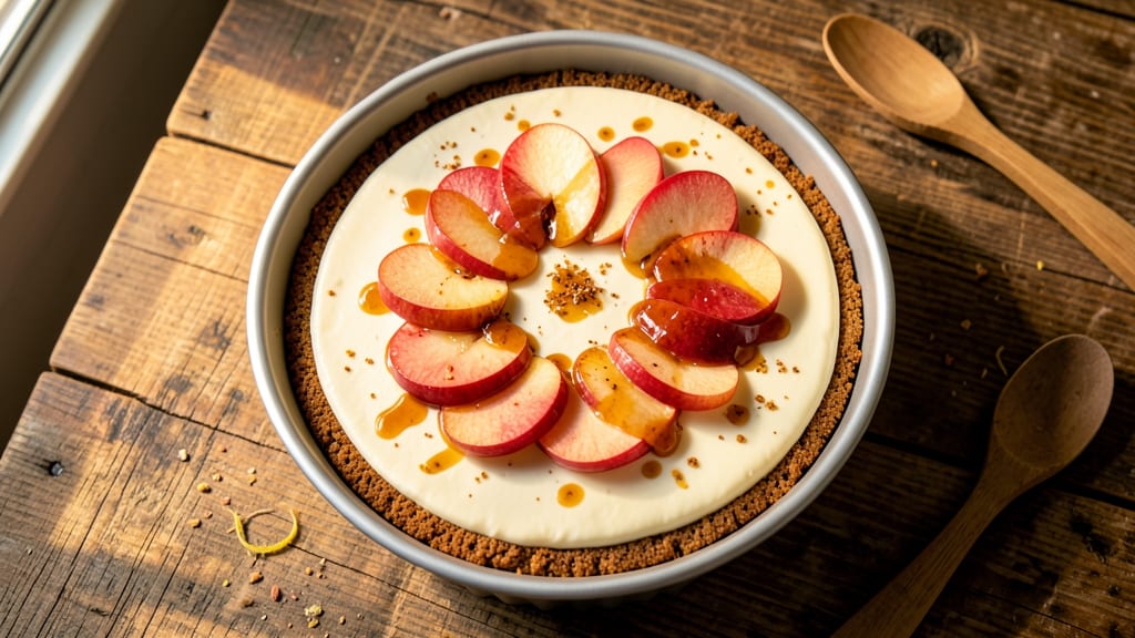 Apple Topped Cheesecake Recipe: Caramelized Crunch Meets Creamy Apple Rivers