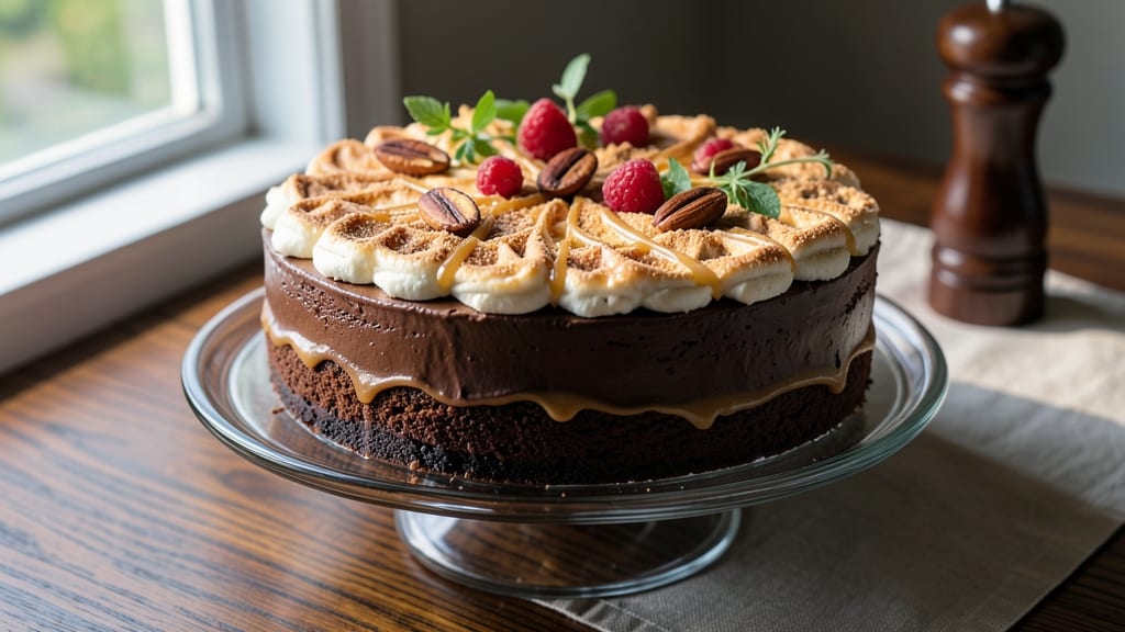 Almond Roca Chocolate Cake Recipe: Crunchy Nut Topping Over Ultra-Moist Layers