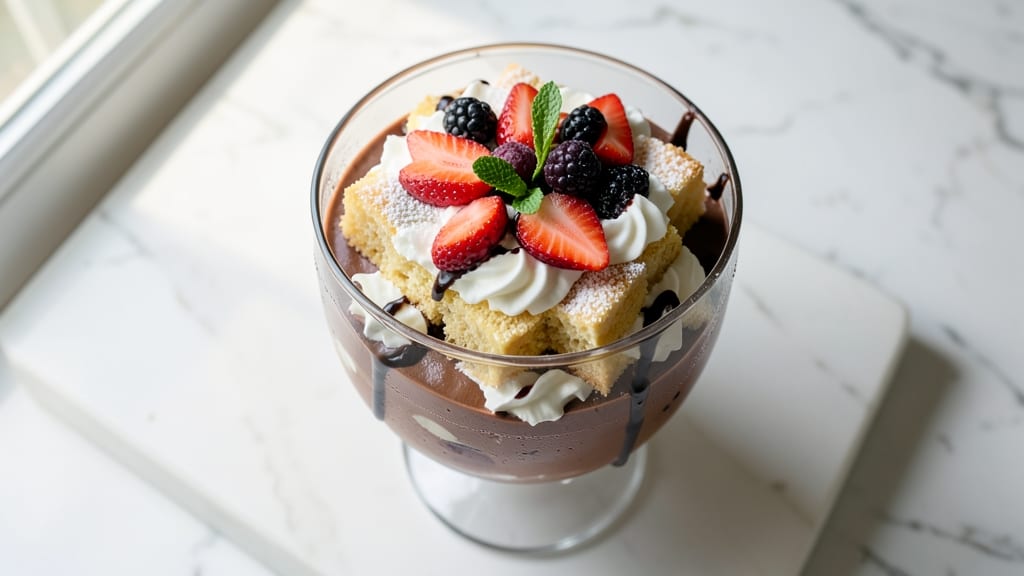 Angel Food Cake Chocolate Trifle Recipe: Light Layers With Decadent Chocolate Swirls