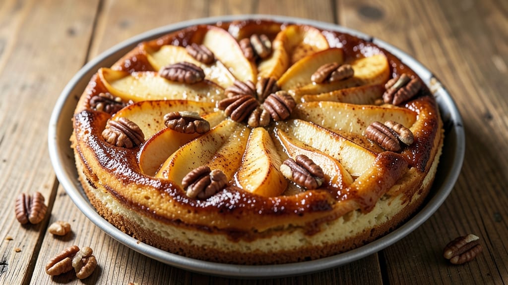 Apple Walnut Upside Down Cake Recipe: Caramelized Fruit Crown Over Spiced Vanilla Layers