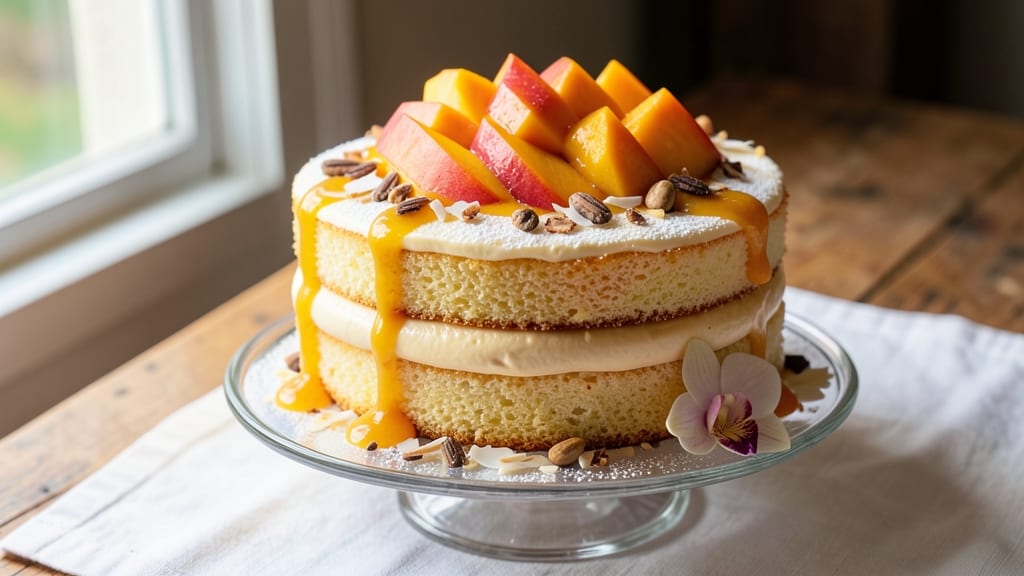 Asian Mango Cake Recipe: Tropical Layers With Buttery Streusel Crown
