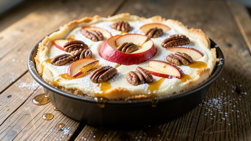 Apple Walnut Cheesecake Recipe: Crunchy Top With Caramelized Fruit Swirls